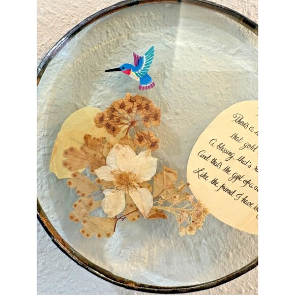 Vintage Pressed Flowers Friendship Suncatcher Wall Hang - Picture 3 of 9